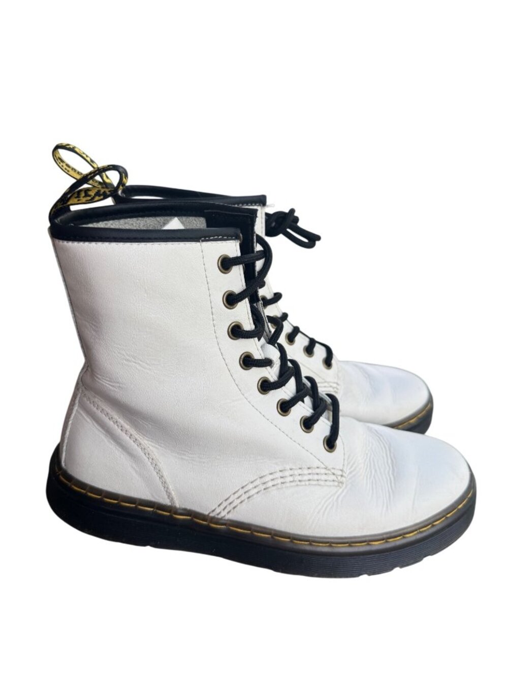 Dr. Martens Zavala White Leather Lace-Up Boots EU 38 US Womens 7 Mens 6